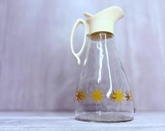 Vintage Rare 50s Pyrex Atomic Starburst Log Cabin Syrup Dispenser