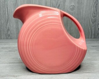 Fiestaware Disc Pitcher in Rose color pink ceramic vintage kitchen decoration