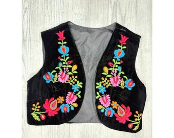Chaleco vintage sin mangas bordado / Conjunto de otoño
