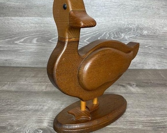 Wooden carved stained duck decoration