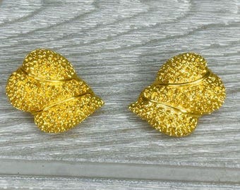 Vintage Gold tone St. John Classic Clip-On Earrings accessories retro