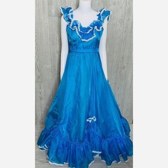 Vintage Handmade Lace Ruffle Southern Belle Retro Dress Cosplay Costume