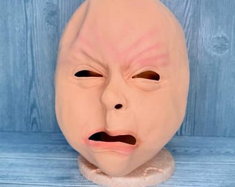 Vintage latex crying baby face Halloween mask / cosplay dress up costume