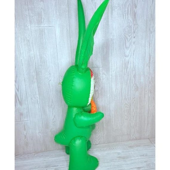 Vintage Alvimars Plastic Inflatable Green Easter Bunny Decoration