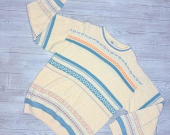 Vintage retro long sleeve knit Arnold Palmer sweater medium pastel colors shirt