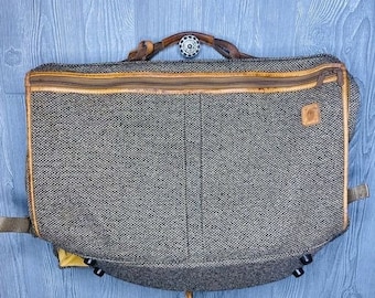 seltene Vintage Hartmann Tweed Belting Leder Kleidertasche Gepäck Koffer Reisetasche