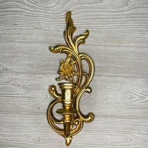 Vintage MCM Syroco Homeco Gold Wall Candle Sconces arte de pared