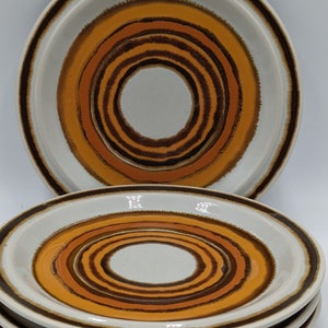 SET OF 4 Rare - Vintage 1970's Casual Cream  Stoneware  Bread Plates - Japan "CORONA" 1141