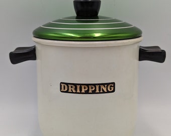 Vintage enamel and anodised lid dripping pot