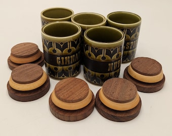 Vintage Hornsea Pottery spice jars from the "Heirloom" range Mid Century Retro