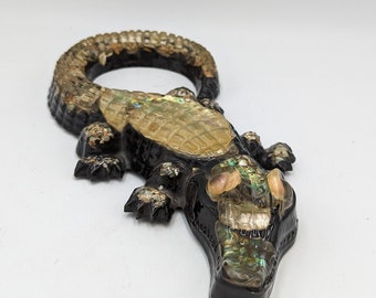 Vintage 1970s  Resin/Paua /Abalone shell Alligator/crocodile