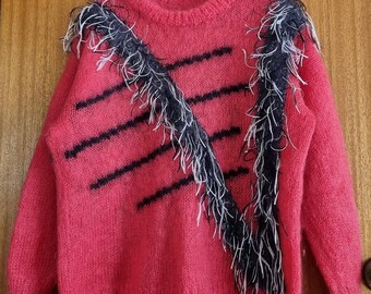 Vintage 1980s Geometric design jumper  - Size 12- 14