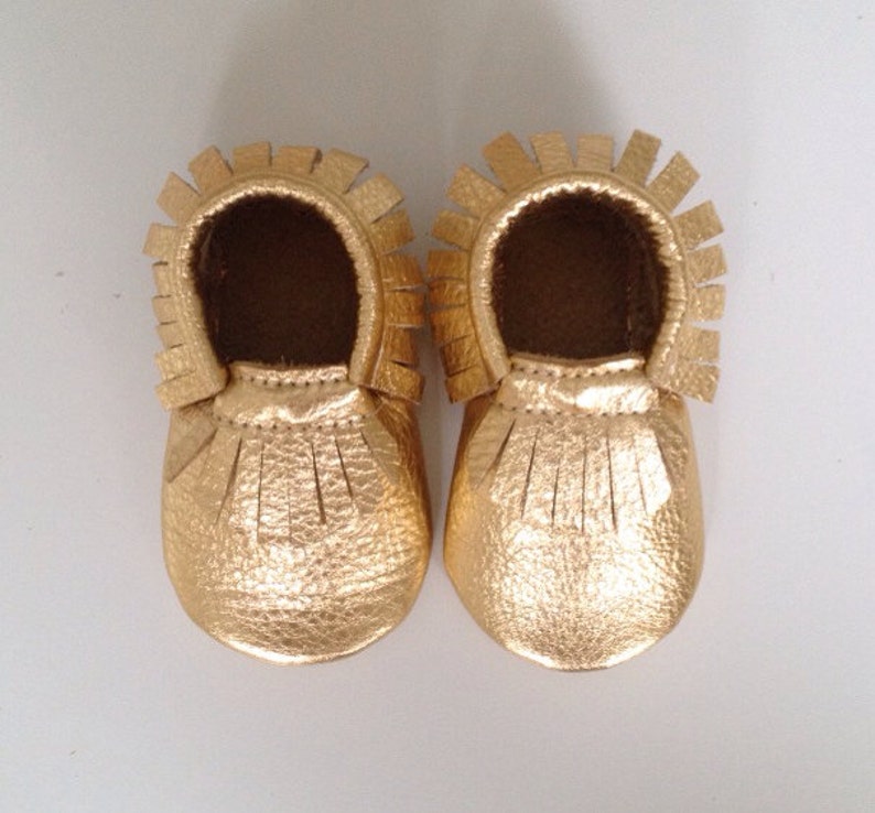 Metallic Gold Leather Baby Moccasins | Etsy