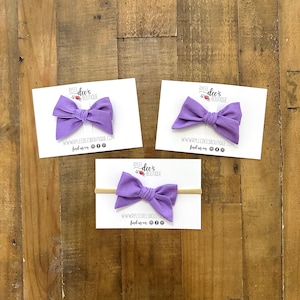IZZY BOW | Lavender, Purple, Light Purple, Classic, Solid Color, Knotted, Headband, Clip, Accessory