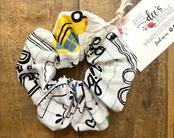 SCRUNCHIE | Back to School, Schools, Writing, Hair Scrunchie, Large, Cotton, Scrunchies