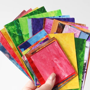 50pc Multicoloured Scrapbook supplies, scrapbook paper, hand painted craft paper, collage kit, decorative ephemera - assorted paper/card