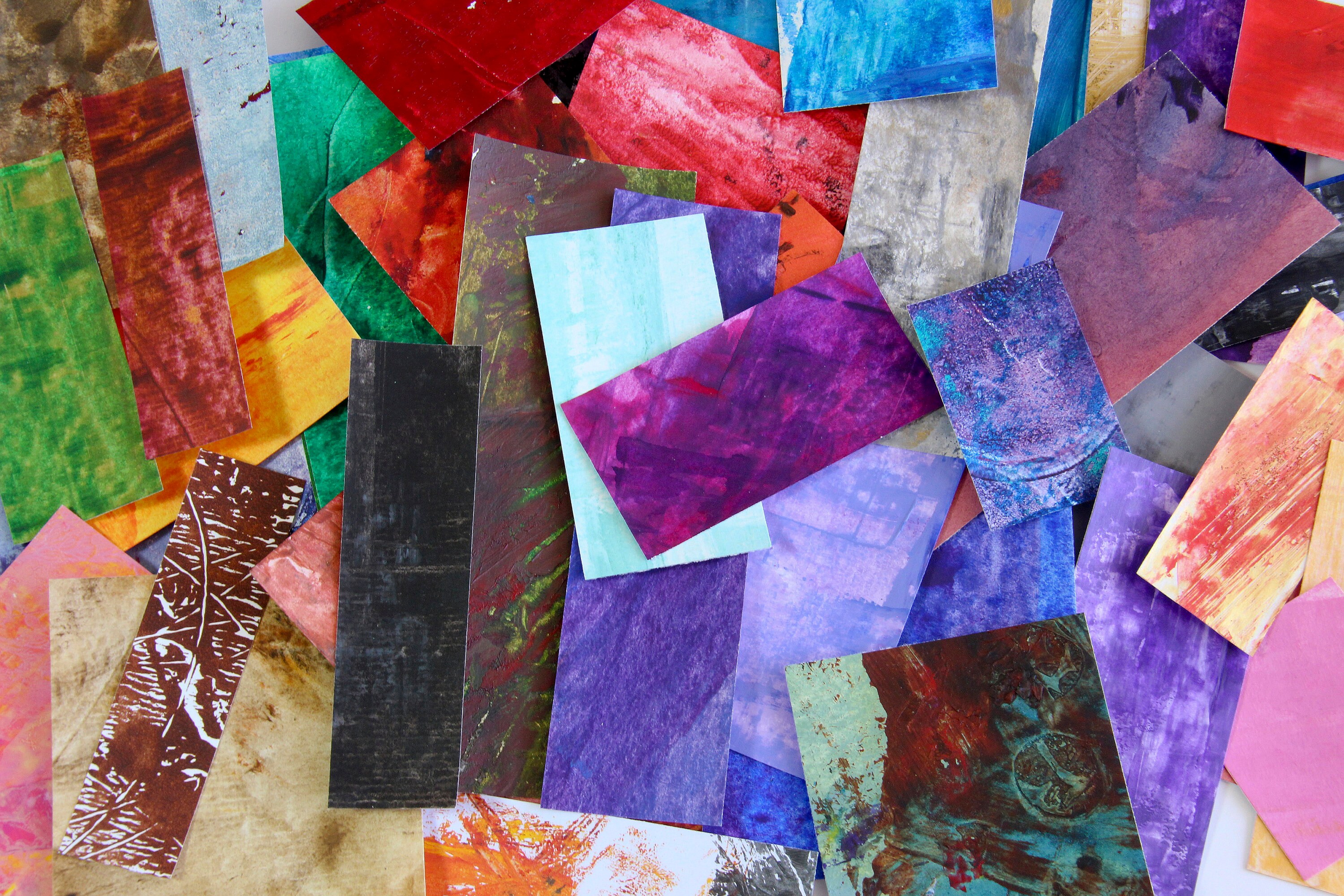 Multicoloured Mini Scrap Papers hand painted paper collage Etsy