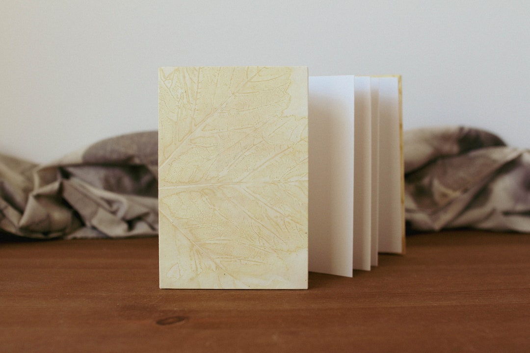 A6 Concertina Book With Ecoprint Leaf Design Hardback Cover Etsy