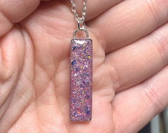 Silver Bar Cremation Necklace