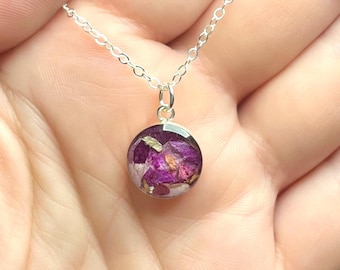 Silver Circle Memorial Flower Necklace