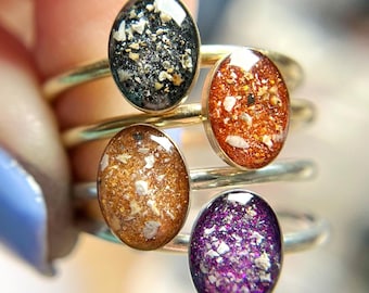 Small Gold Oval Cremation Ring