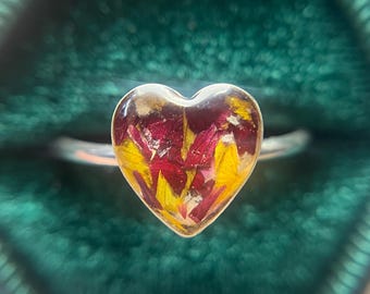 Heart Memorial Flower Ring