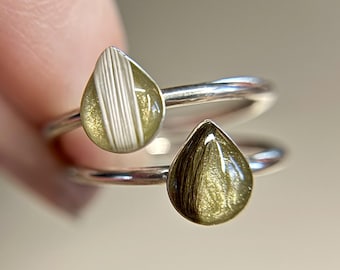 Teardrop Hair Keepsake Ring, Human or Pet Hair Jewelry, Pet Fur Memorial Ring, Horse Hair Ring, Whisker Keepsake