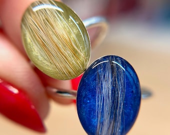 Oval Hair Keepsake Ring, Human or Pet Hair Jewelry, Pet Fur Memorial Ring, Lock of Hair Ring, Whisker Keepsake
