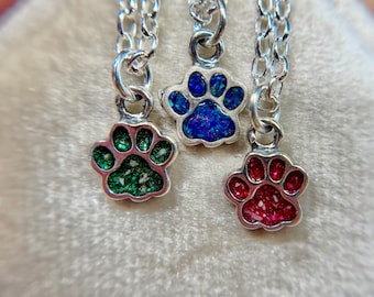 Silver Paw Cremation Necklace