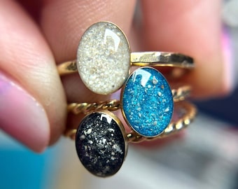 Small Gold Oval Cremation Ring