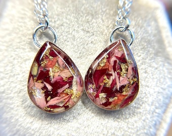 Silver Teardrop Memorial Flower Necklace