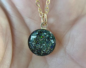 Large Gold Circle Cremation Necklace