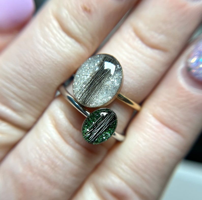 Hair and Ashes Keepsake Ring, Pet Memorial Ring, Pet Cremation Ring, Pet Fur Ring, Cremation Ring, Pet Ash Ring, Pet Fur Ring, Cremains image 2