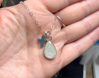 Sterling Silver Teardrop Cremation Necklace, Pet Cremation Necklace, Pet Ashes Necklace, Memorial Necklace, Keepsake Necklace, Cremation