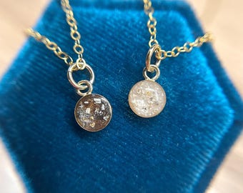 Small Gold Circle Cremation Necklace