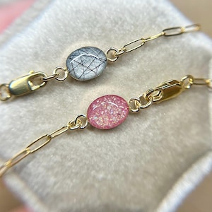 Small Gold Oval Cremation Bracelet | Pet Cremation Keepsake | Keepsake Jewelry | Ashes | Cremation | Cremation Bracelet | Memorial Jewelry