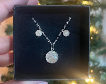 Large Silver Circle Cremation Necklace