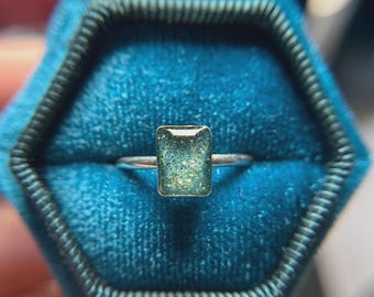 Silver Rectangle Keepsake Ring