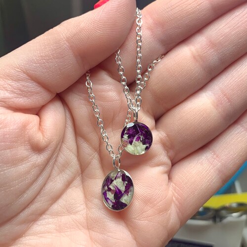 Memorial Flower Necklace / Silver / Flower Jewelry / Custom / Etsy