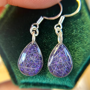 Keepsake Earrings | Cremation Dangle Earrings | Pet Fur Jewelry | Cremation Jewelry | Memorial Earrings | Pet Ash Jewelry| Funeral Keepsake