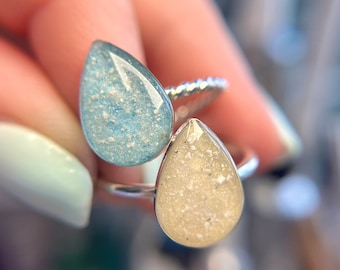 Large Silver Teardrop Cremation Ring