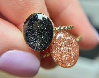 Large Gold Oval Keepsake Ring