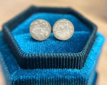 Round Pet Cremation Stud Earrings, Sterling Silver or 14k Gold-Filled Memorial Jewelry | Pet Keepsake Earrings | Memorial Jewelry