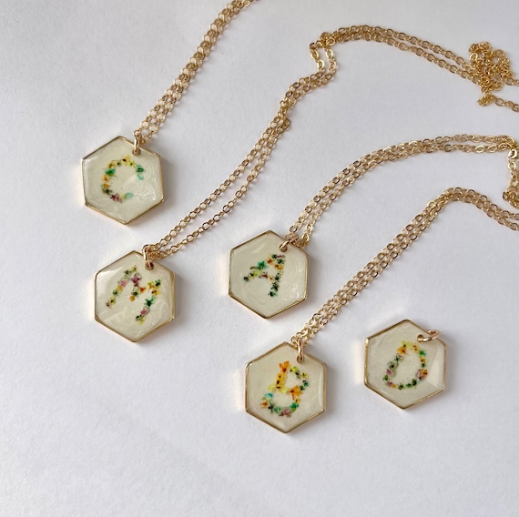 Flower initial necklace sale