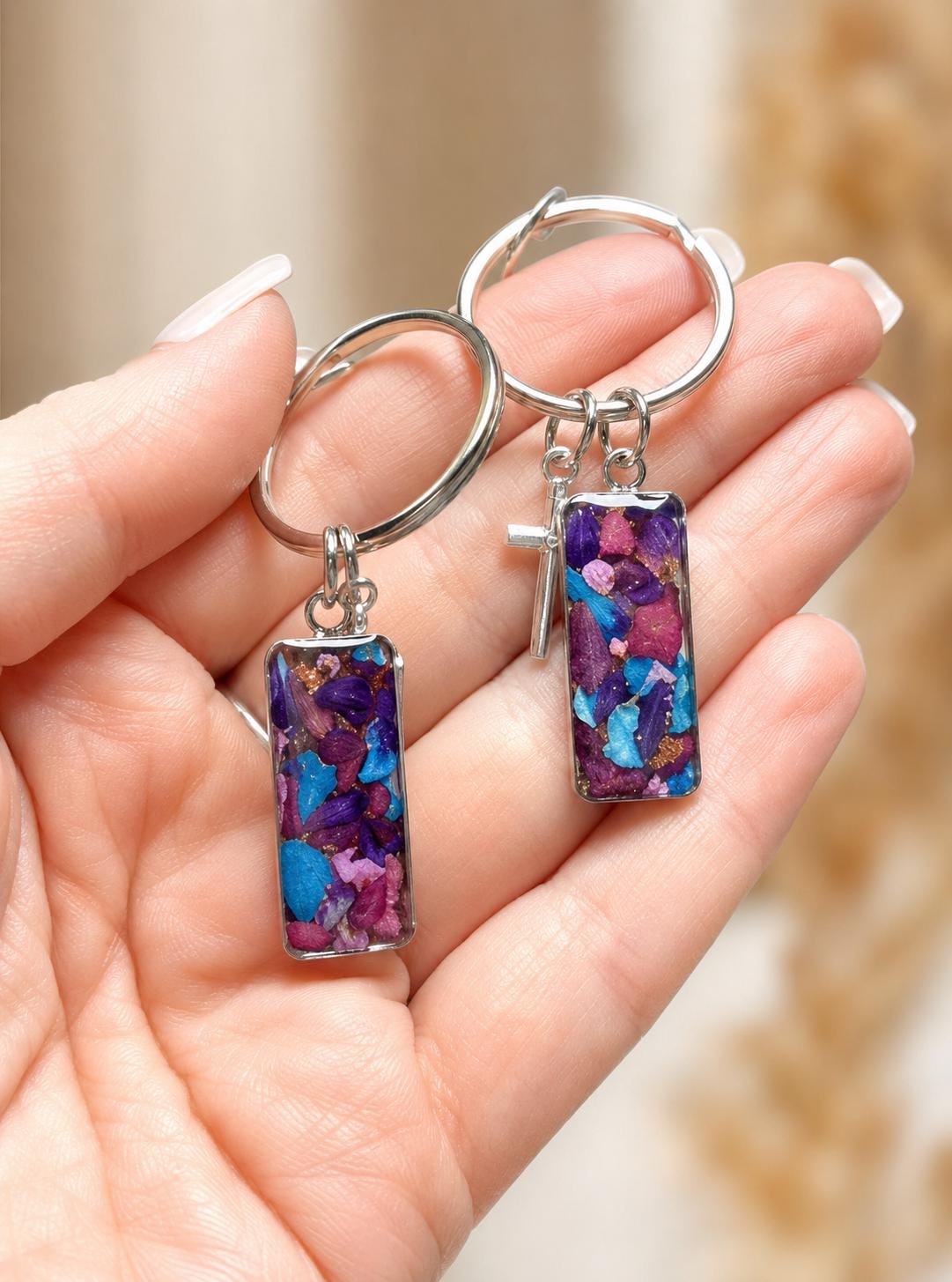 Memorial Flower Keychain | Flower Keepsake | Keepsake Keychain