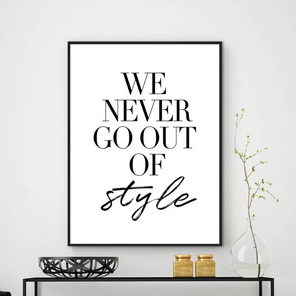 We Never Go Out Of Style Poster | Style Print | Taylor Swift 1989 Wall Decor | Modern Minimal Lyrics Art for Home, Office, Kitchen Download