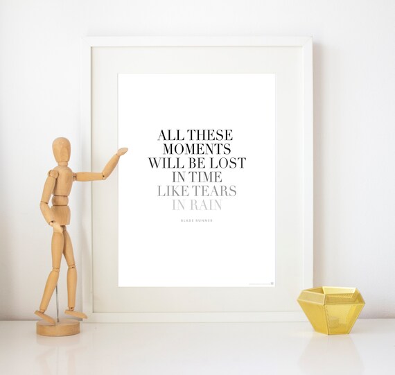 Tears In The Rain Quote Blade Runner Poster Tears In Rain Monologue C-Beams Speech | Etsy Uk