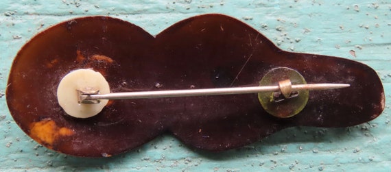 Brown Bakelite Pin with Rhinestones - image 2