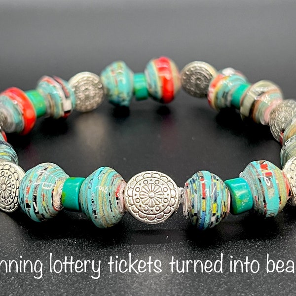 Lottery Luck, Lucky Beads, Lucky Amulets, Southwest Bracelet, Stretch Bracelet, Mom Gifts, Lucky Gifts, Turquoise Bracelet, Grandma Gifts