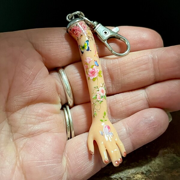 Flower Garden Key Chain, Up-Cycled Dolls, Tattoo Lovers, Tattooed Mom Gift, Tattoo Artist Gift